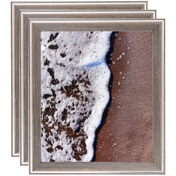 ArtToFrames 6" x 8" Contrast Light Grey Picture Frame, 6x8 inch Gray Wood Poster Frame (WOM-4929), 3 Pack