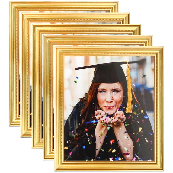 ArtToFrames 6" x 8" Gold Picture Frame, 6x8 inch Gold Wood Poster Frame (WOM-4159), 5 Pack