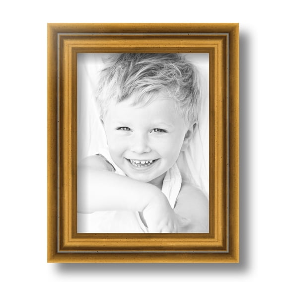 ArtToFrames 6" x 8" Gold Step Picture Frame, 6x8 inch Gold Wood Poster Frame (WOM-4548)