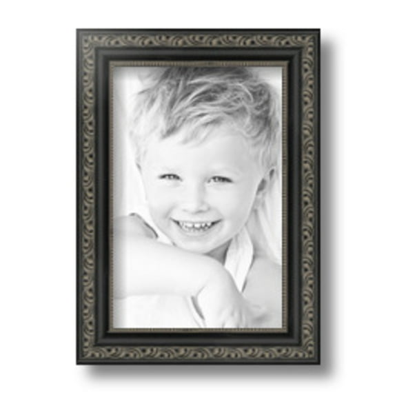 ArtToFrames 6" x 9" Antique Black Picture Frame, 6x9 inch Black Wood Poster Frame (WOM-5106)