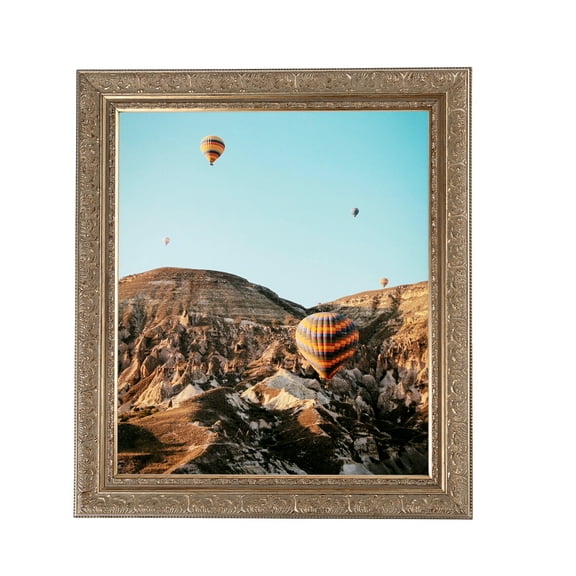 ArtToFrames 6x26" Ornate Silver with Bead Picture Frame, Silver Wood Poster Frame, with Regular Acrylic and 2 (FBPL-5076)