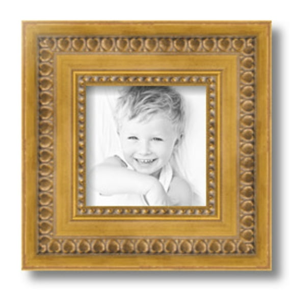 ArtToFrames 6x6" Gold Picture Frame, Gold Wood Poster Frame, with Regular Glass and Foam Backing 3/16 inch (FBPL-4166)