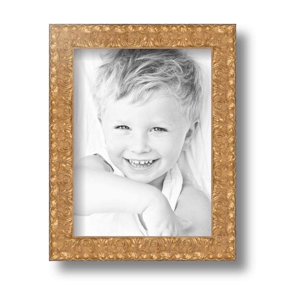 ArtToFrames 6x8 Inch Gold Picture Frame, This Gold Wood Poster Frame is Great for Your Art or Photos, Comes with Regular Glass (4901)