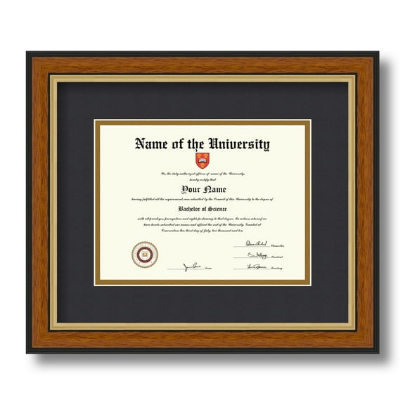 ArtToFrames 6x8 inch Diploma Frame - Framed in Medium Tri-colored Frame with Black and Gold Mats, Comes with Regular Glass and Sawtooth Hanger for Wall Hanging (D-4446-6x8)