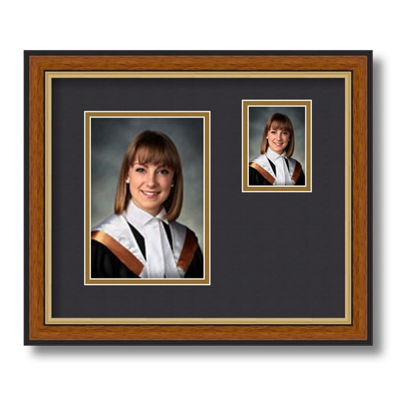 ArtToFrames 7.125x5 inch Diploma Frame with Tassel Opening - Framed in Medium Tri-colored Frame with Black and Gold Mats, Comes with Regular Glass and Sawtooth Hanger (D-T-4446-7.125x5)
