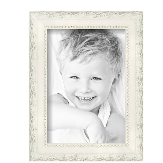 ArtToFrames 7" x 10" Classic White Picture Frame, 7x10 inch White Wood Poster Frame (WOM-5004), Pack