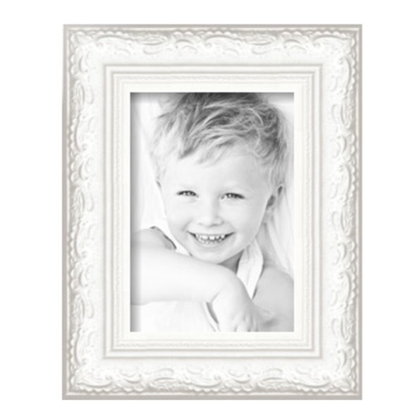 ArtToFrames 7" x 10" Majestic White Picture Frame, 7x10 inch Silver Wood Poster Frame (WOM-5198), Pack