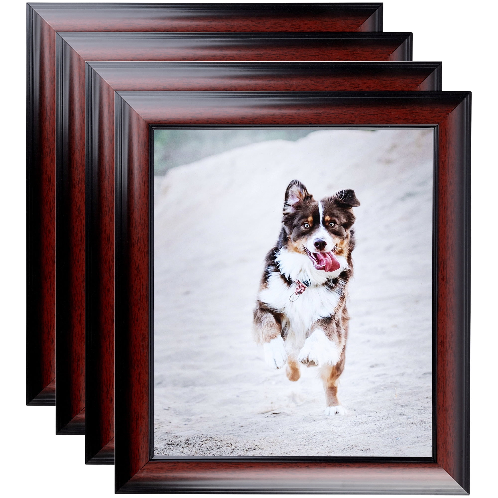 22x28 Inch Brown Wood Picture Frame - Mahogany Finish With Black Accent & Hanging Kit