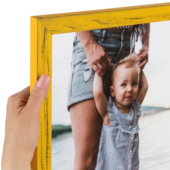 ArtToFrames 7" x 16" Yellow Picture Frame, 7x16 inch Yellow Wood Poster Frame (WOM-4747), Pack