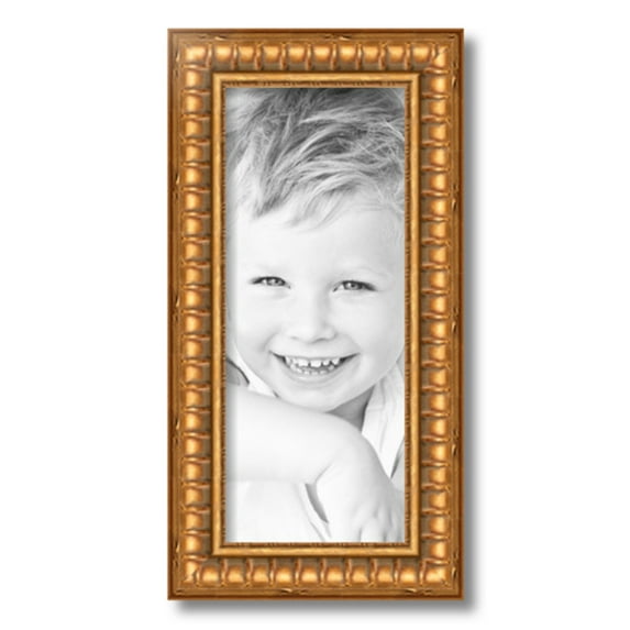 ArtToFrames 7" x 17" Gold Picture Frame, 7x17 inch Gold Wood Poster Frame (WOM-4293)
