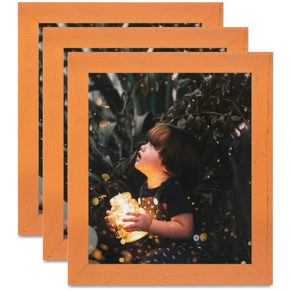 ArtToFrames 7" x 18" Orange Picture Frame, 7x18 inch Red Wood Poster Frame (WOM-4607), 3 Pack