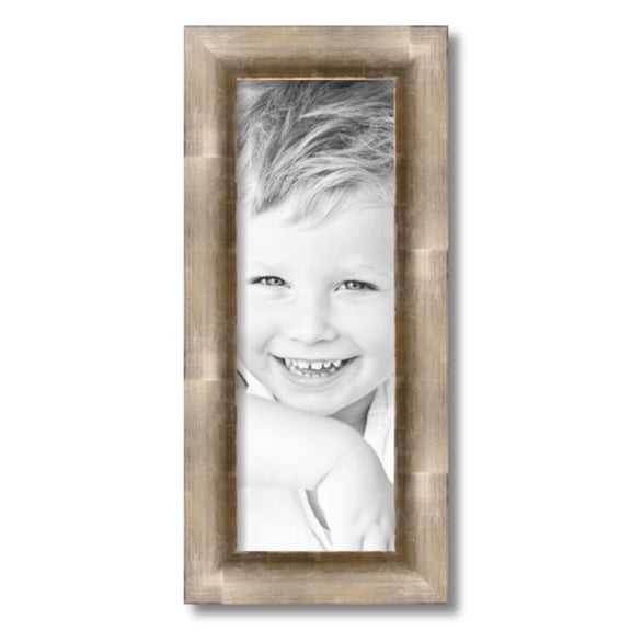 ArtToFrames 7" x 20" Antique Silver Picture Frame, 7x20 inch Silver Wood Poster Frame (WOM-4944)