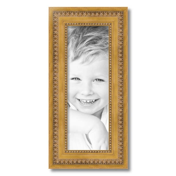 ArtToFrames 7" x 20" Gold Picture Frame, 7x20 inch Gold Wood Poster Frame (WOM-4166)