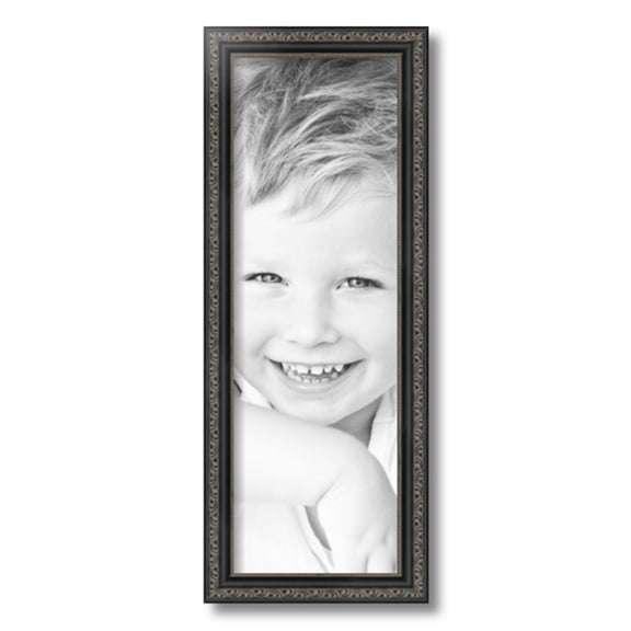 ArtToFrames 7" x 21" Antique Black Picture Frame, 7x21 inch Black Wood Poster Frame (WOM-5106)