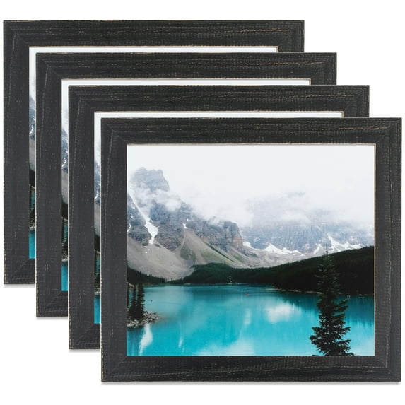 ArtToFrames 7" x 23" Distressed Black Picture Frame, 7x23 inch Black Wood Poster Frame (WOM-4592), 4 Pack