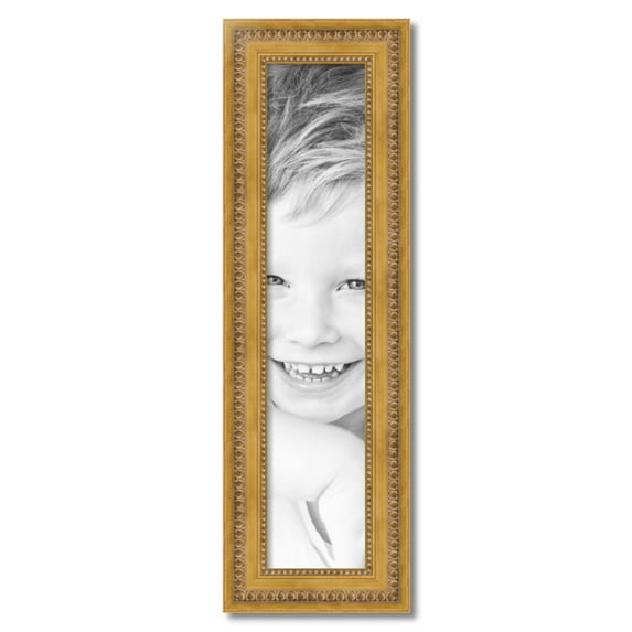 ArtToFrames 7" x 34" Gold Picture Frame, 7x34 inch Gold Wood Poster Frame (WOM-4166)