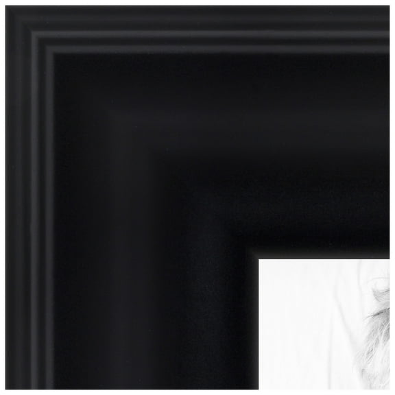 ArtToFrames 7" x 35" Satin Black Reverse Step Picture Frame, 7x35 inch Black Wood Poster Frame (WOM-1419)