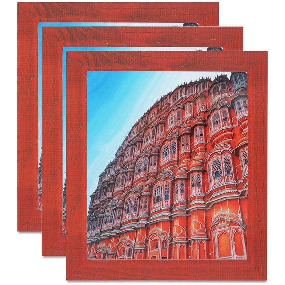 ArtToFrames 7" x 36" Red Picture Frame, 7x36 inch Red Wood Poster Frame (WOM-4593), 3 Pack
