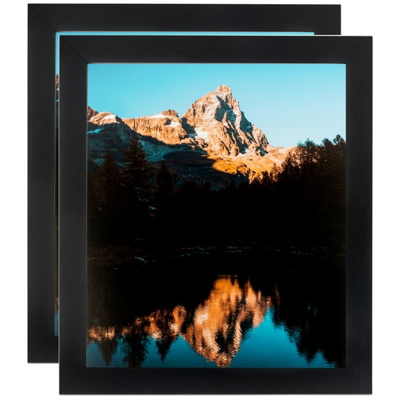 ArtToFrames 7" x 7" Black Picture Frame, 7x7 inch Black MDF Poster Frame (WOM-3926), 2 Pack