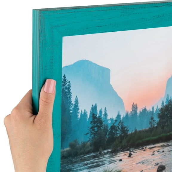 ArtToFrames 7" x 8" Turquoise Picture Frame, 7x8 inch Blue Wood Poster Frame (WOM-4588),  Pack