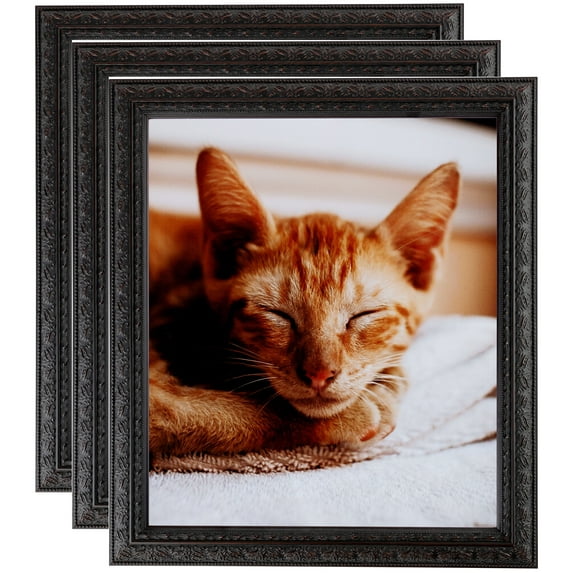 ArtToFrames 7" x 9" Plum Victorian Emboss Picture Frame, 7x9 inch Brown Wood Poster Frame (WOM-5080), 3 Pack