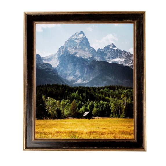 ArtToFrames 7x11" Black Panel With Gold Lip Picture Frame, Multi Wood Poster Frame, with Regular Glass and 2 (FBPL-5092)