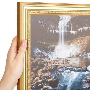 ArtToFrames 7x20 inch Gold Speckeled Picture Frame, Gold Wood Poster Frame (4223)