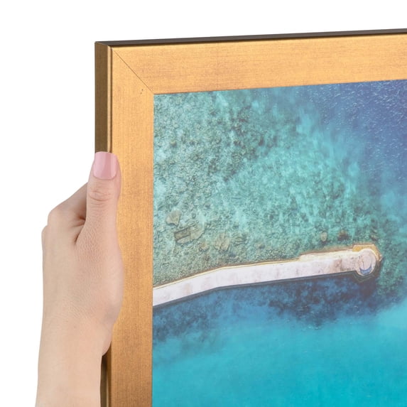 ArtToFrames 7x7 inch Muted Gold Glow Picture Frame, Gold MDF Poster Frame (4670)