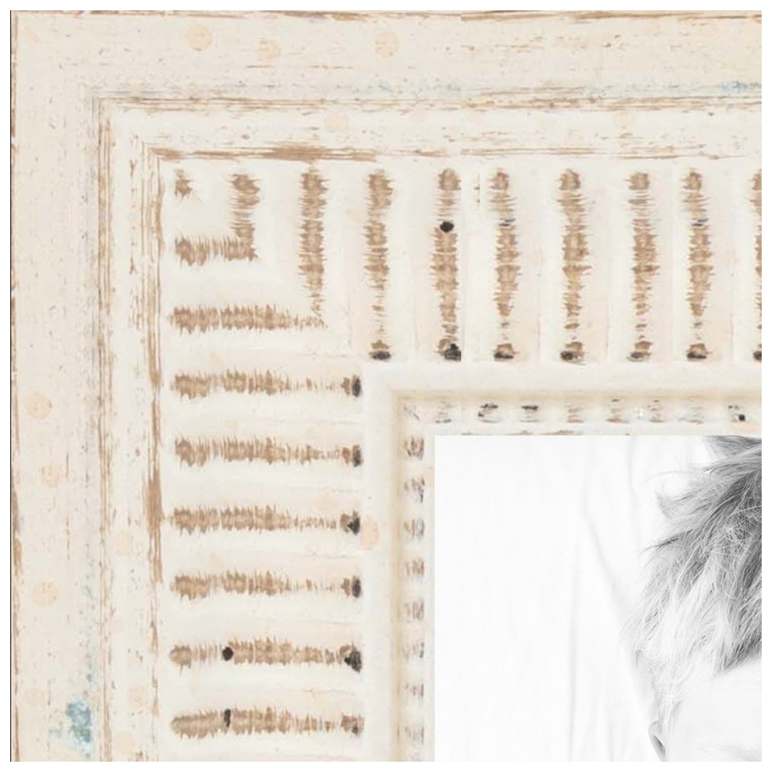 ArtToFrames 7x8 inch Old White Picture Frame, White Wood Poster Frame