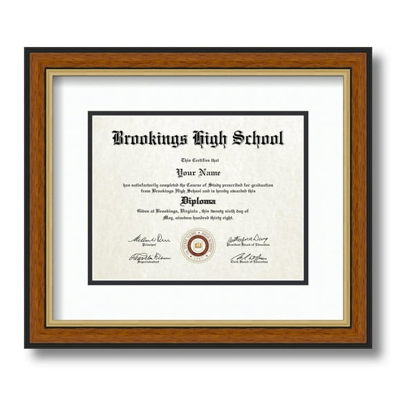 ArtToFrames 7x9 Diploma Frame - Framed in Medium Tri-colored Frame with Black and Gold Mats, Comes with Regular Glass and a sawtooth hanger for Wall Hanging (Diploma-4446-7x9)