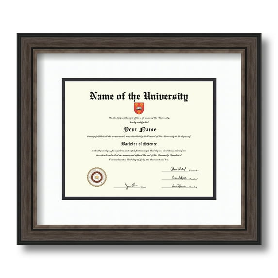 ArtToFrames 7x9 inch Diploma Frame - Framed in Grey and Black Frame with Black and Gold Mats, Comes with Regular Glass and Sawtooth Hanger for Wall Hanging (D-4448-7x9)