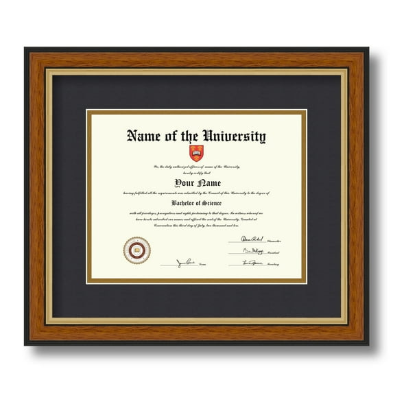 ArtToFrames 7x9 inch Diploma Frame - Framed in Medium Tri-colored Frame with Black and Gold Mats, Comes with Regular Glass and Sawtooth Hanger for Wall Hanging (D-4446-7x9)