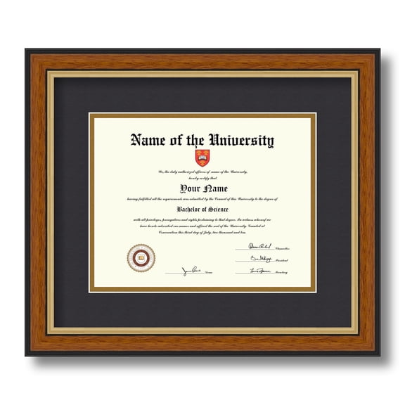 ArtToFrames 7x9 inch Diploma Frame - Framed in Medium Tri-colored Frame with Black and Gold Mats, Comes with Regular Glass and Sawtooth Hanger for Wall Hanging (D-4446-7x9)