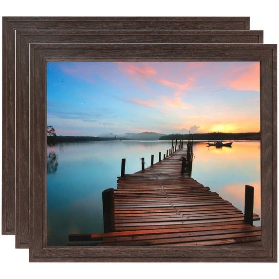 ArtToFrames 8.5" x 14" Walnut Picture Frame, 8.5x14 inch Brown MDF Poster Frame (WOM-4106), 3 Pack