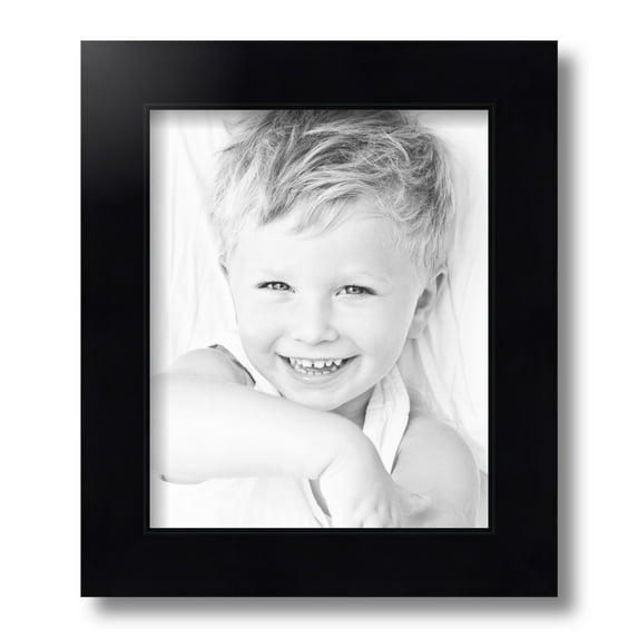 ArtToFrames 8.5x11" Satin Black Step Lip Picture Frame, Black Wood Poster Frame, with Regular Glass and Foam Backing 3/16 inch (FBPL-1452)