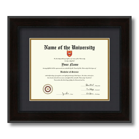 ArtToFrames 8.5x11 inch Diploma Frame - Framed in Mahogany and Burgundy with Black and Gold Mats, Comes with Regular Glass and Sawtooth Hanger for Wall Hanging (D-4211-8.5x11)