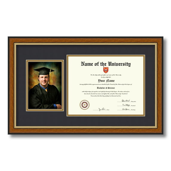 ArtToFrames 8.5x11 inch Diploma Frame with Tassel Opening - Framed in Medium Tri-colored Frame with Black and Gold Mats, Comes with Regular Plexi Glass and Sawtooth Hanger (D-T-4446-8.5x11)