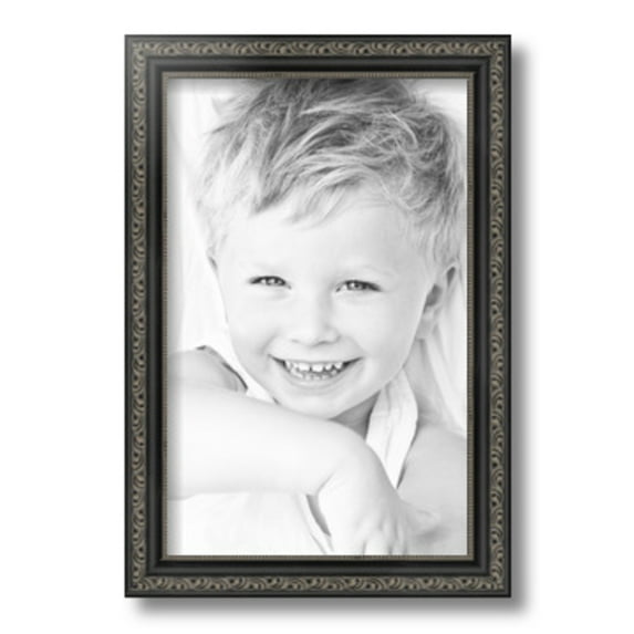 ArtToFrames 8" x 14" Antique Black Picture Frame, 8.5x14 inch Black Wood Poster Frame (WOM-5106), 1 Pack