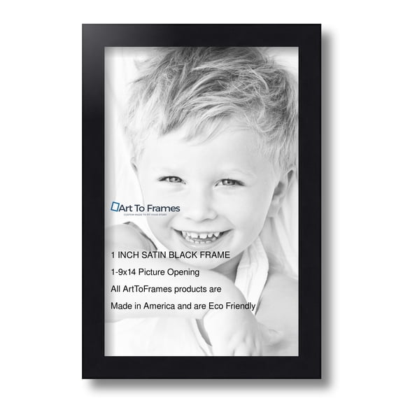 ArtToFrames 8.5x14 Inch Satin Black Picture Frame, This Black Wood Poster Frame is Great for Your Art or Photos, Comes with Regular Glass (4654)