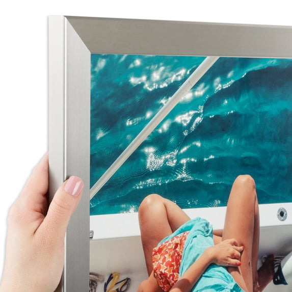 ArtToFrames 8.5x14 Inch Stainless Steel Picture Frame, This Silver MDF Poster Frame is Great for Your Art or Photos, Comes with Regular Glass (3882)