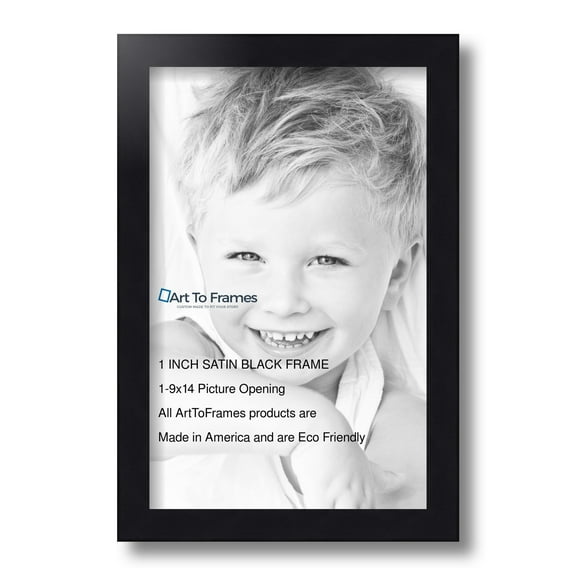 ArtToFrames 8.5x14" Satin Black Picture Frame, Black Wood Poster Frame, with Regular Glass and Foam Backing 3/16 inch (FBPL-4654)