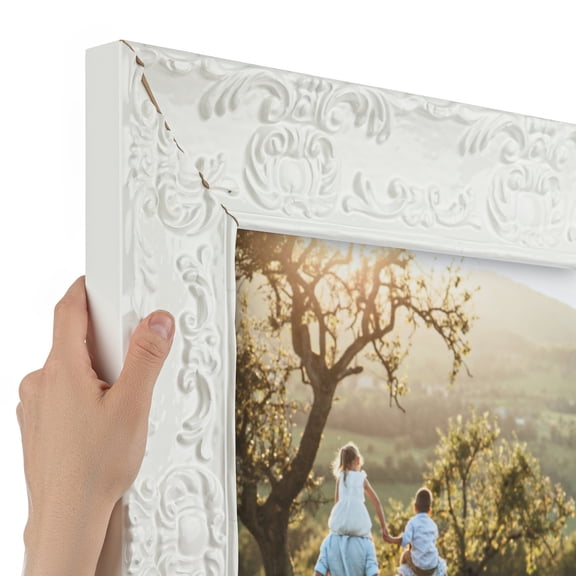 ArtToFrames 8" x 10" Avalon Pearl White Baroque Picture Frame, 8x10 inch White Wood Poster Frame (WOM-5266),  Pack