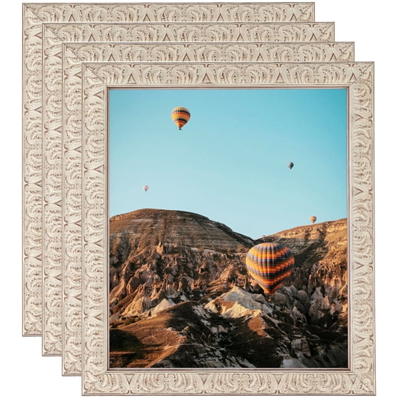 ArtToFrames 8" x 10" Cream Embossed Reverse Picture Frame, 8x10 inch Multi Wood Poster Frame (WOM-5088), 4 Pack