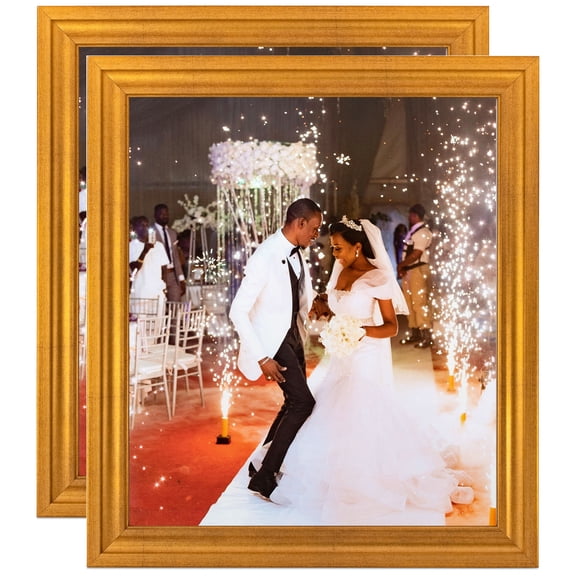 ArtToFrames 8" x 10" Muted Gold Glow Picture Frame, 8x10 inch Gold MDF Poster Frame (WOM-4680), 2 Pack
