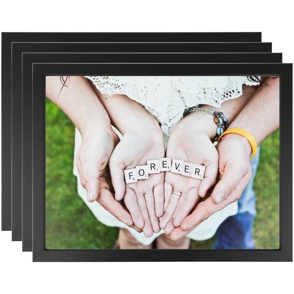 ArtToFrames 8" x 10" Satin Black Picture Frame, 8x10 inch Black Wood Poster Frame (WOM-1451), 4 Pack