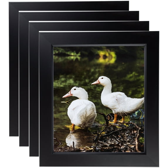 ArtToFrames 8" x 10" Satin Black Step Lip Picture Frame, 8x10 inch Black Wood Poster Frame (WOM-1452), 4 Pack