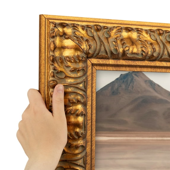 ArtToFrames 8" x 10" Wide Antique Gold Picture Frame, 8x10 inch Gold Wood Poster Frame (WOM-5043), Pack