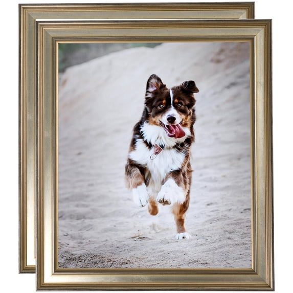 ArtToFrames 8" x 11" Antique Silver Panel Picture Frame, 8.5x11 inch Silver Wood Poster Frame (WOM-4760), 2 Pack