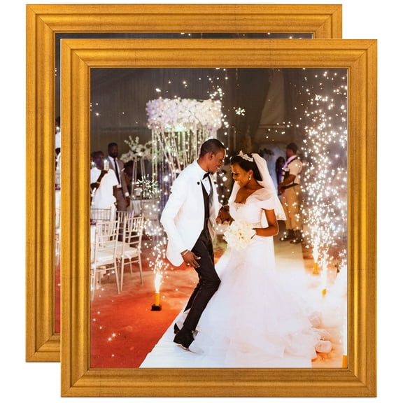 ArtToFrames 8" x 11" Muted Gold Glow Picture Frame, 8.5x11 inch Gold MDF Poster Frame (WOM-4680), 2 Pack