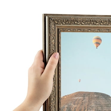 ArtToFrames 8" x 11" Ornate Silver with Bead Picture Frame, 8x11 inch Silver Wood Poster Frame (WOM-5076)